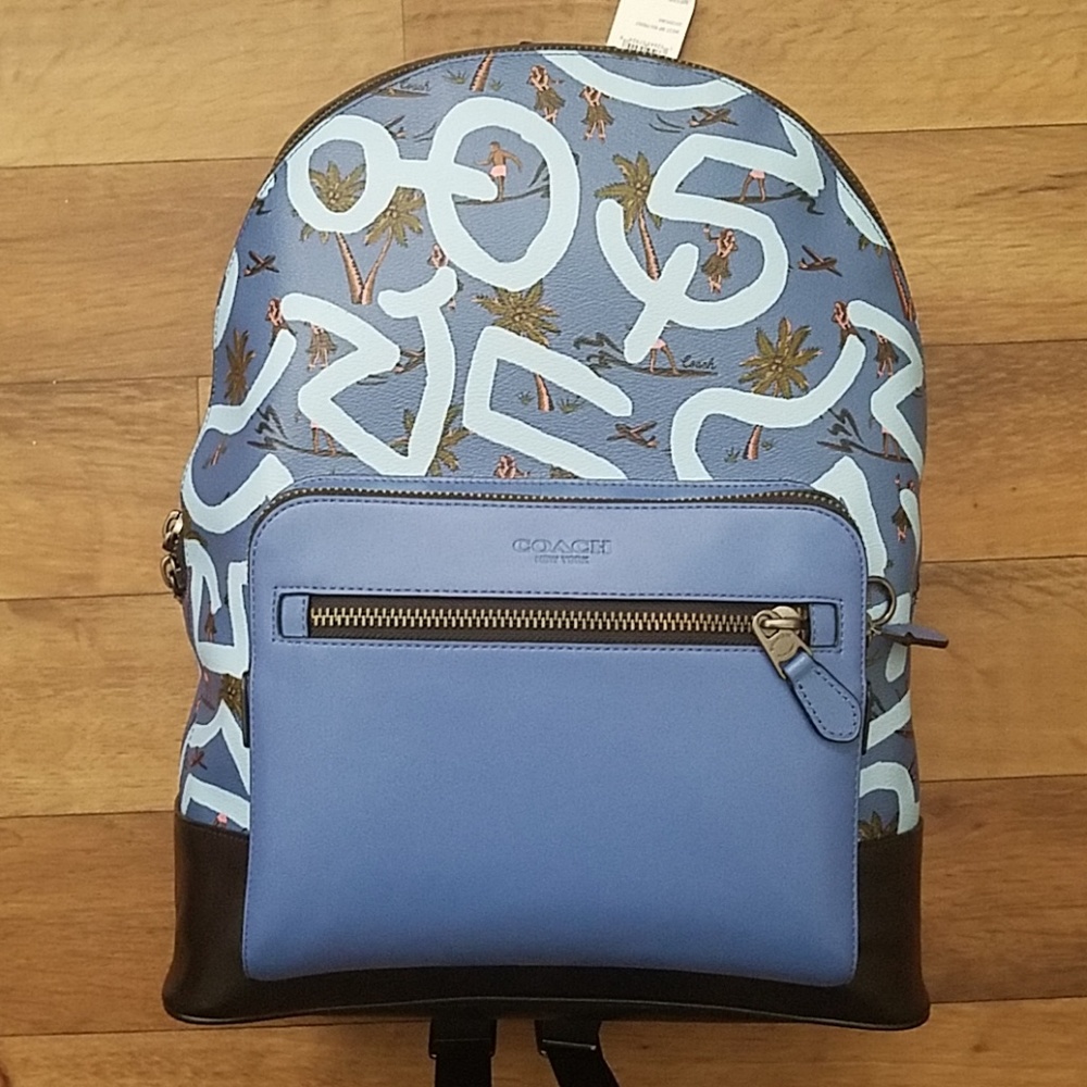 Coach Keith Haring West Backpack Blue Hula Print